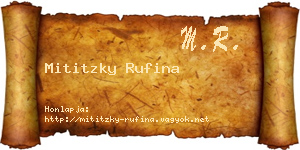 Mititzky Rufina névjegykártya